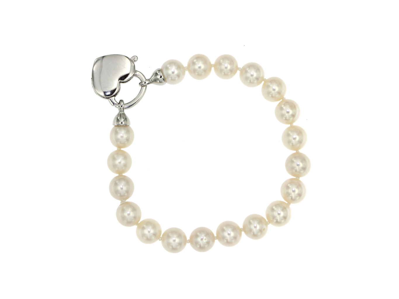 Bracciale in perle coltivate in acqua dolce con chiusura a cuore argento 925