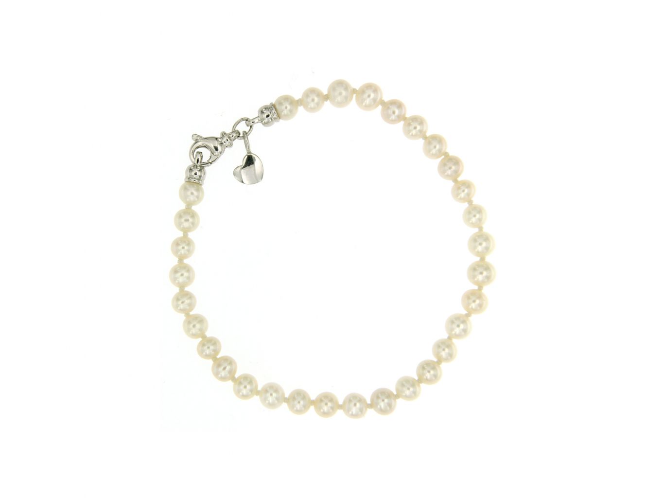 Bracciale in perle coltivate, chiusura argento 925 con cuore