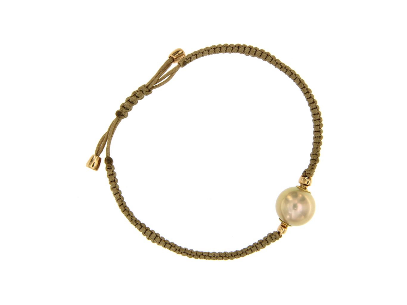 Armband geknüpft Rotgold 750, beige