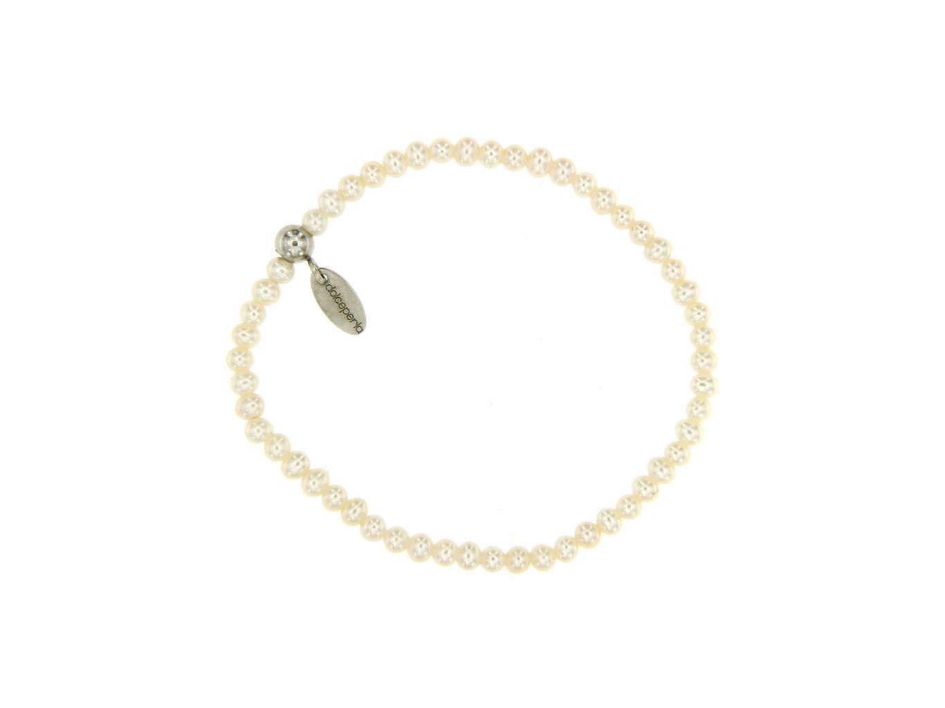 Bracciale in perle coltivate 4 mm con inserto argento su elastico