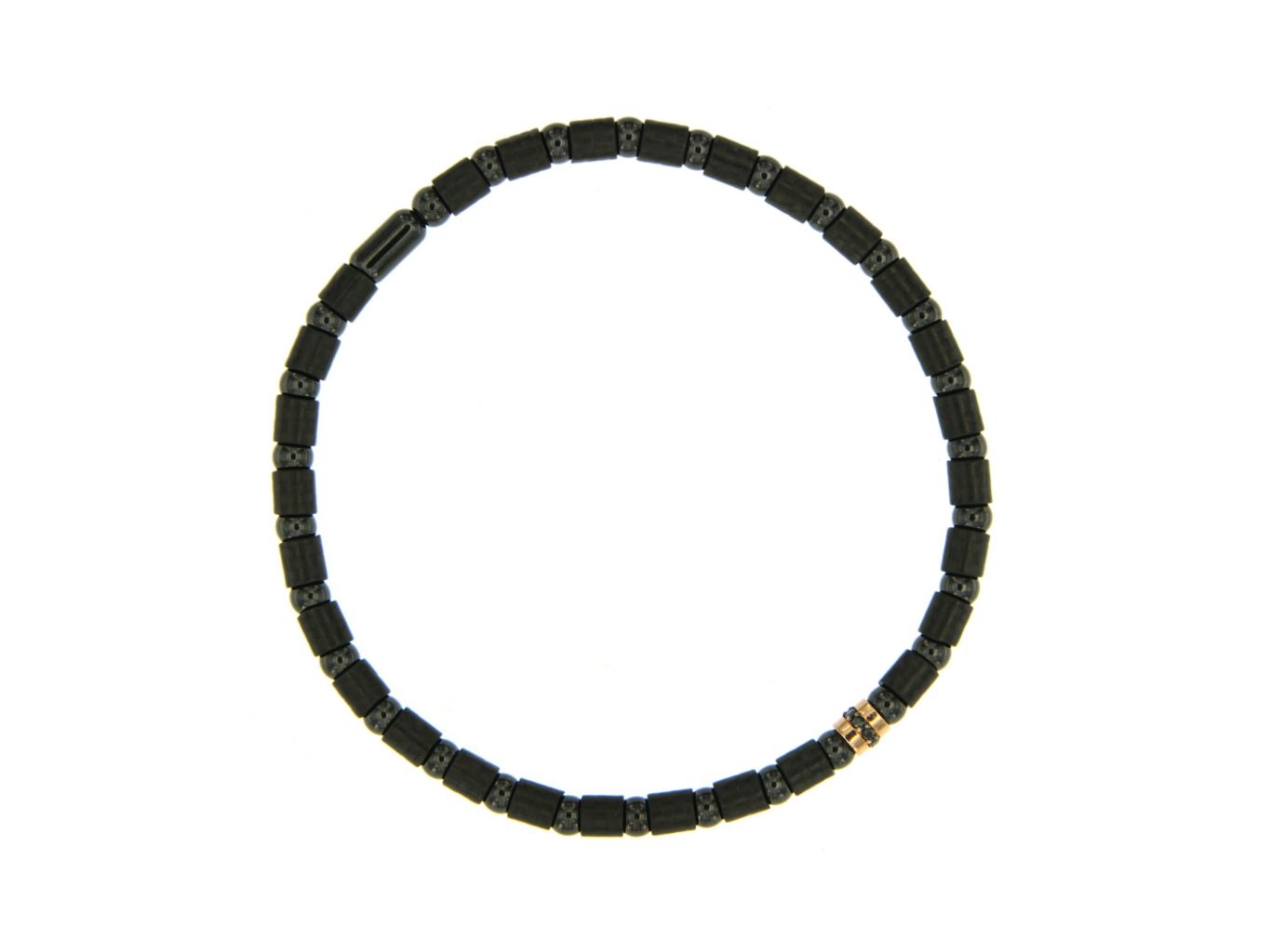 Bracciale in ceramica nera inserto oro 750 con diamanti neri 0.08 carati