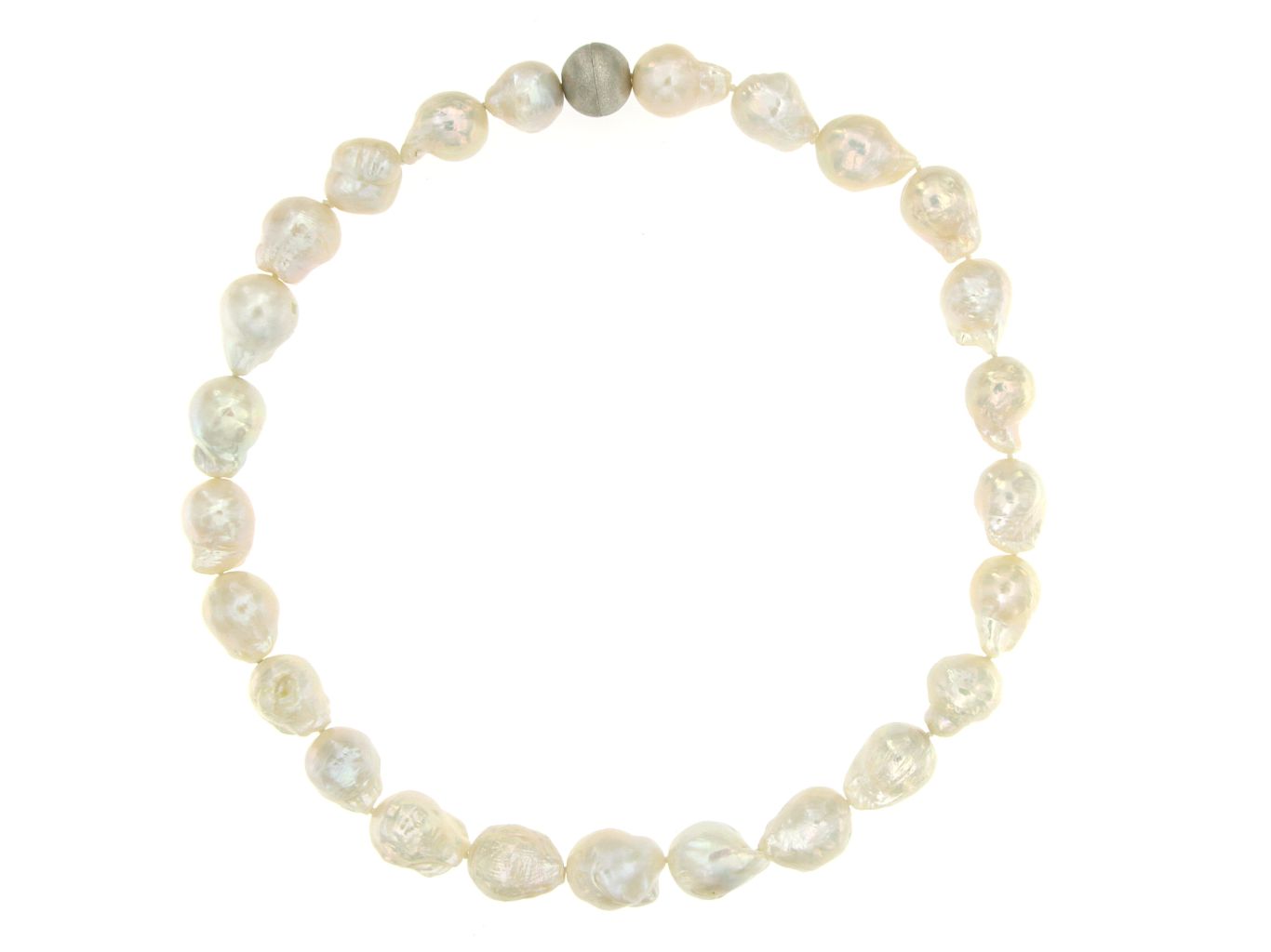 Collana in perle coltivate con nucleo, chiusura magnetica argento 925