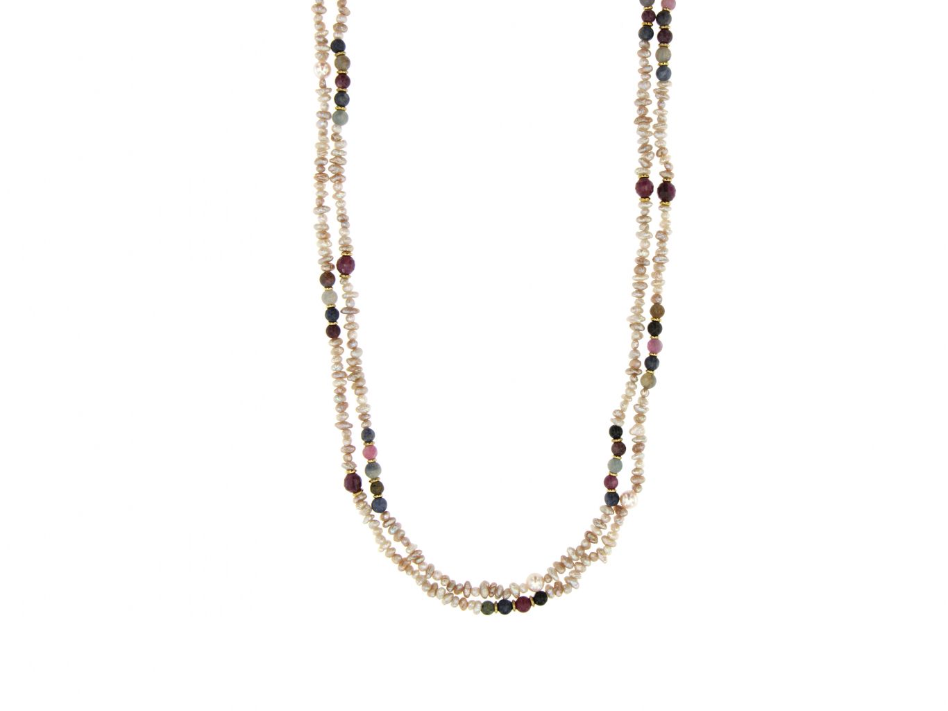 Collana in perle Akoya, perle Keshi e zaffiri, inserti e chiusura oro 750