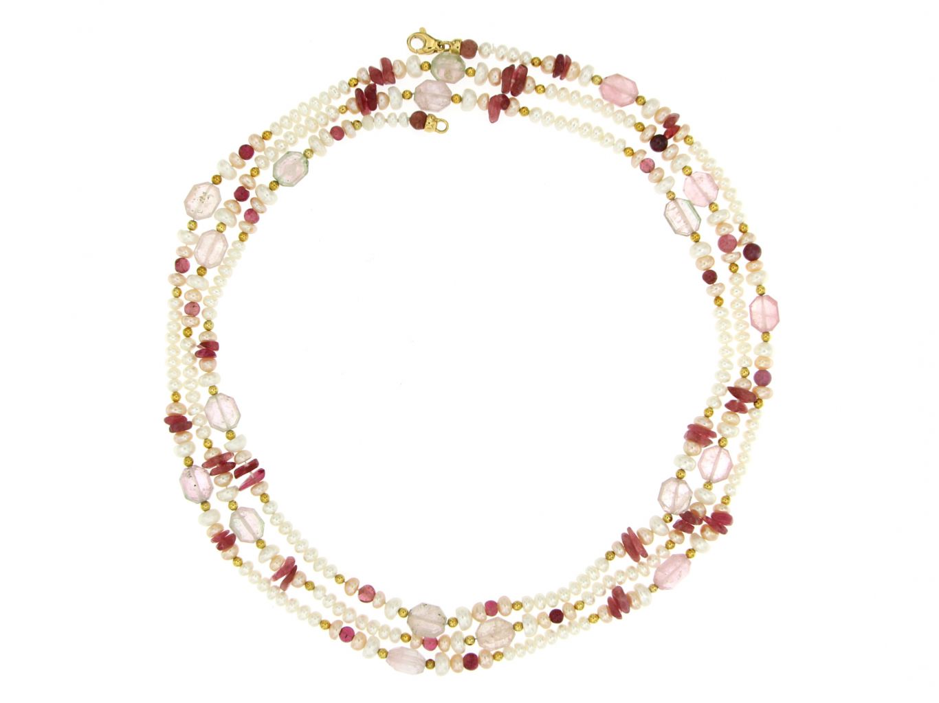 Collana in perle coltivate con tormalina, chiusura e inserti oro giallo 750 - 4