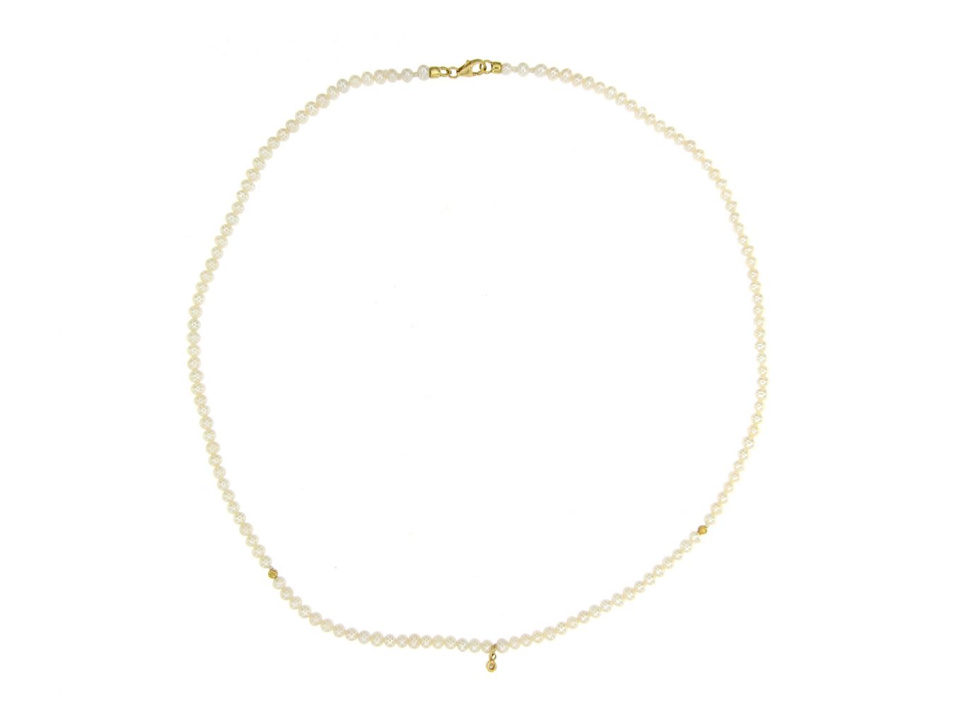 Collana in perle coltivate 3.5 mm, inserti e chiusura oro giallo 750