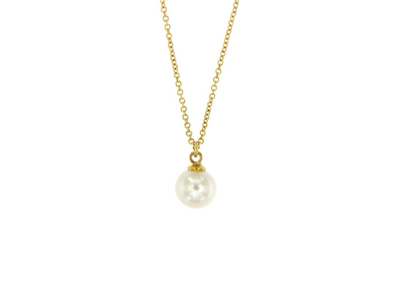 Collana oro giallo 750 con perla coltivata 6.5 mm