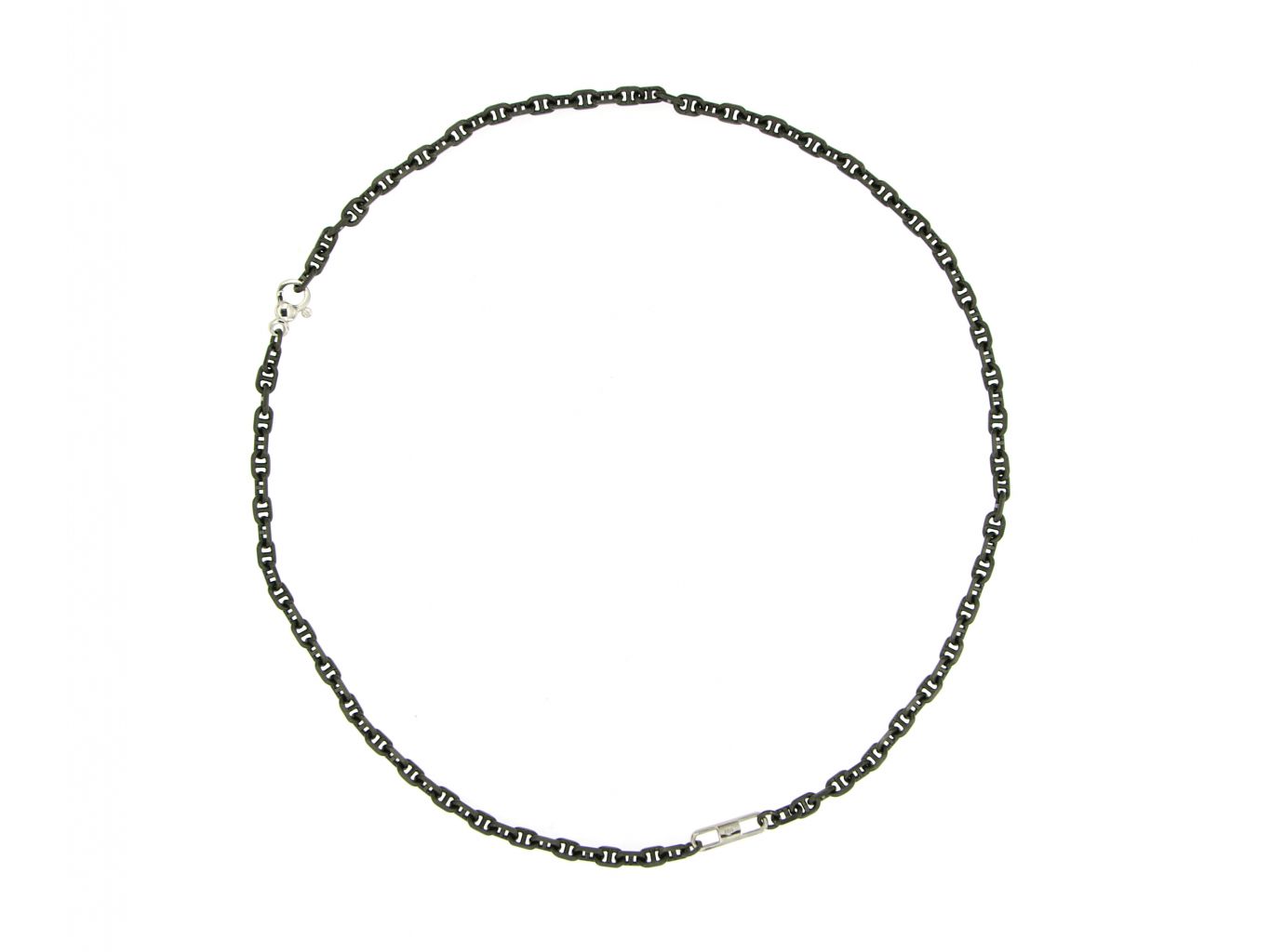 Marine Kette Silber 925 schwarzrhodiniert mit weissem Diamant