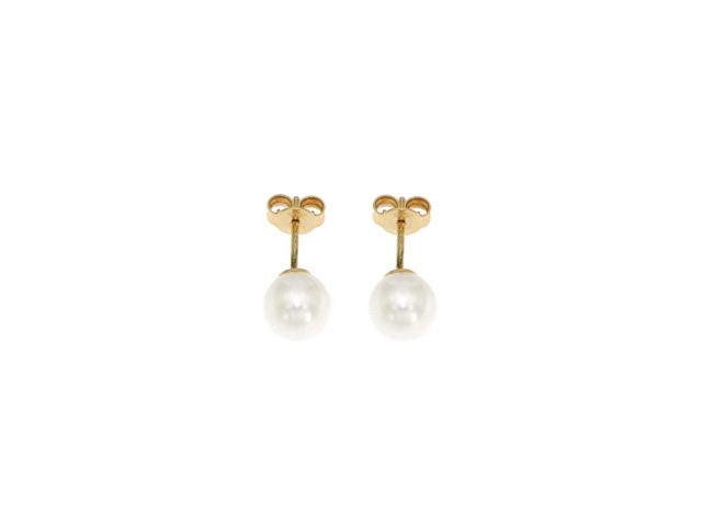 Orecchini in perle d'acqua dolce bianche 8 mm con perni oro 750