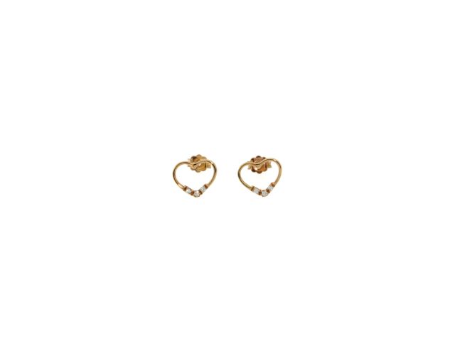 Orecchini oro rosa 750 con cuore con diamanti