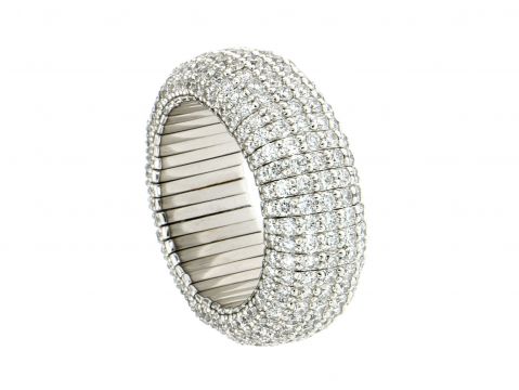 Anello elastico oro bianco con diamanti 4.16 carati