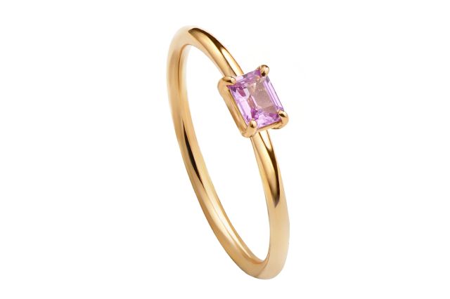 Anello oro rosa 750 con zaffiro rosa 0.25 carati