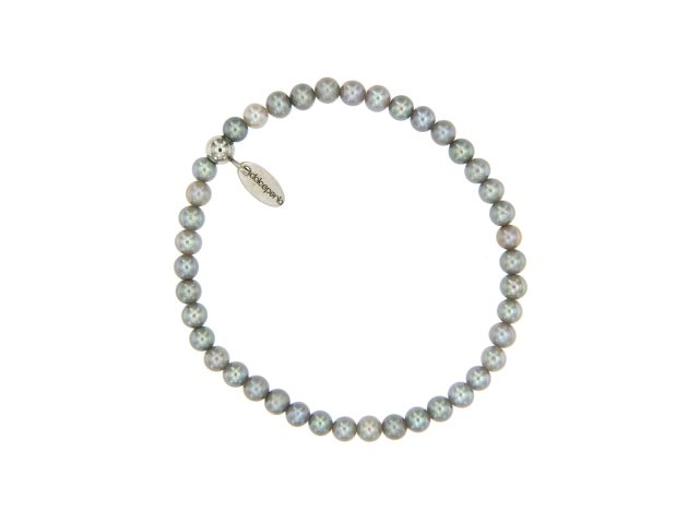 Bracciale in perle coltivate, grigie, con inserto in argento 925 su elastico