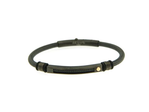Bracciale in corda grigio topo, chiusura e inserti acciaio
