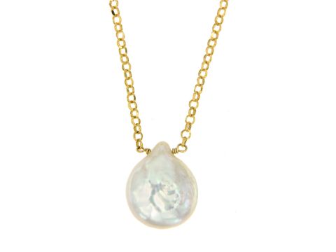 Collana argento 925 placcato oro con perla button
