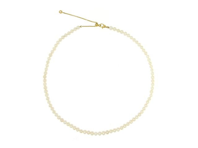Collana in perle coltivate 4.5 mm, chiusura oro giallo 750 e diamante 0.015 ct