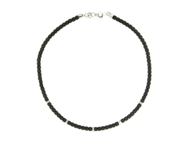 Collana argento 925 rodiata con ematite