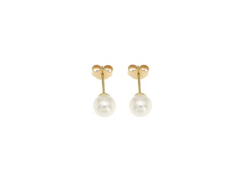 Orecchini in perle d'acqua dolce bianche 7 mm con perni oro 750